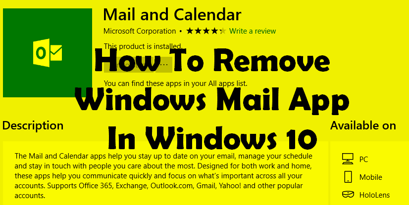 remove windows 10 mail app