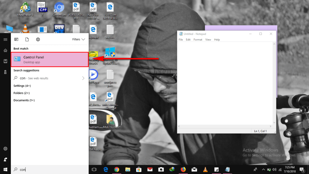 control panel in windows 10