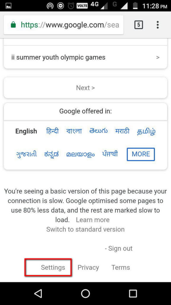 google chrome language androind changing using google search website 